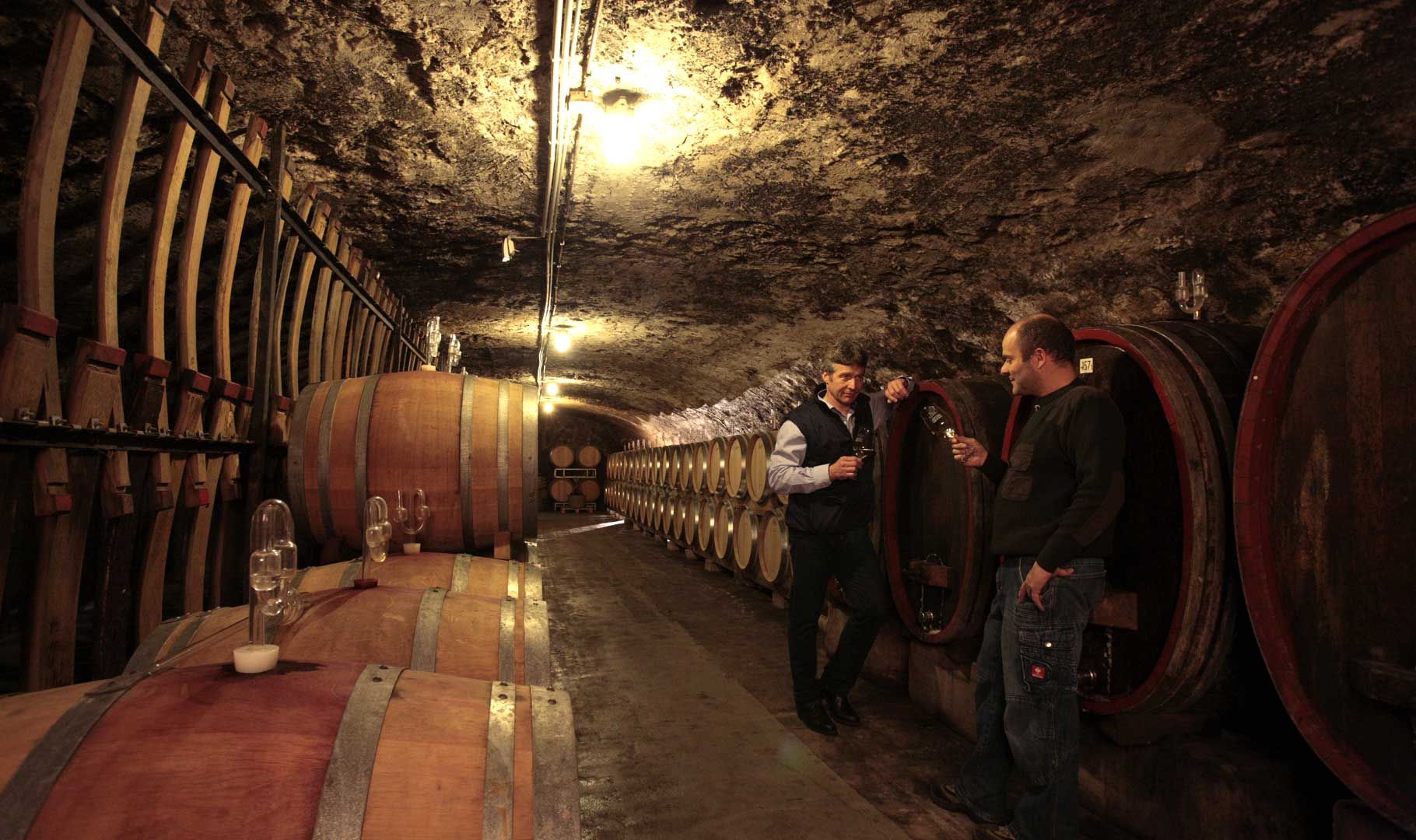 Gunter Künstler and Rolf Schregel in the cellar